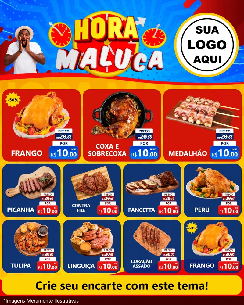 Modelo de Rede Social para Feed Instagram com o tema Hora Maluca para Assados
