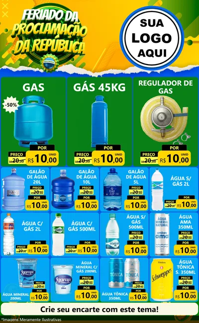 Modelo de Encarte para Encarte Grande com o tema Feriado da Proclamação da República para Água e gás