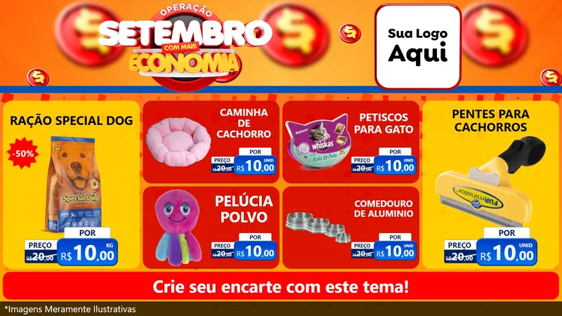 Modelo de TV para TV Horizontal com o tema Operação Setembro Com Muita Economia para Pet Shop