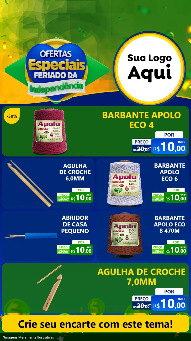 Modelo de TV para TV Vertical com o tema Ofertas Especiais Feriado da Independência para Armarinho e Aviamentos