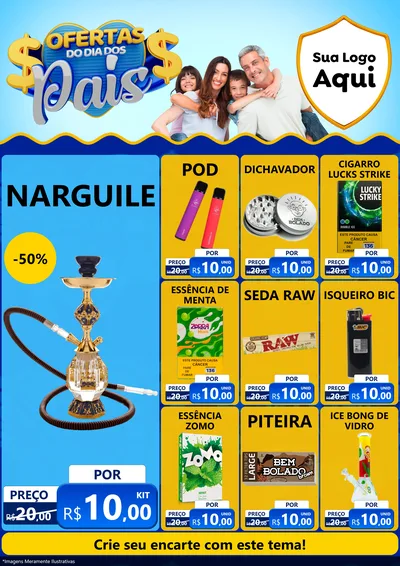 Modelo de Encarte para Encarte A4 Vertical com o tema Ofertas do Dia dos Pais para Tabacaria