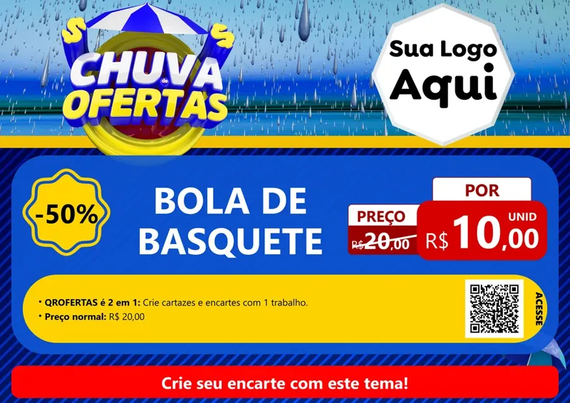Modelo de Cartaz para Cartaz A4 Horizontal com o tema Chuva de Ofertas para Artigos Esportivos