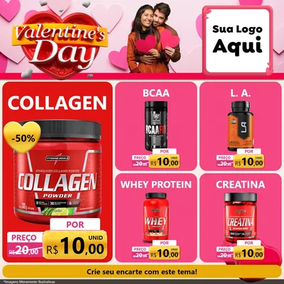 Modelo de Rede Social para Feed Facebook com o tema Valentine's Day para Suplementos alimentares