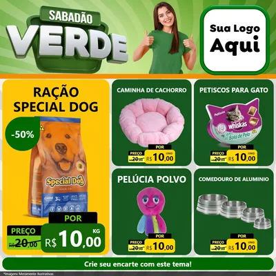 Modelo de Rede Social para Feed Facebook com o tema Sabadão Verde para Pet Shop
