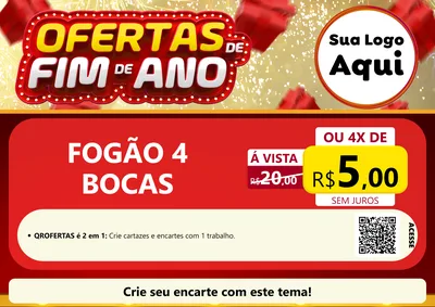 Modelo de Cartaz para Cartaz A4 Horizontal com o tema Ofertas de Fim de Ano para Móveis e Eletro