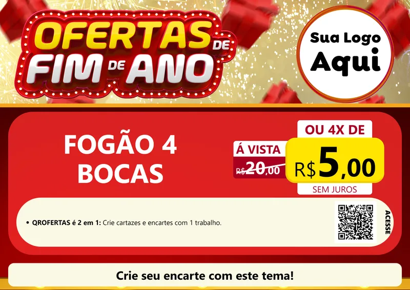Modelo de Cartaz para Cartaz A4 Horizontal com o tema Ofertas de Fim de Ano para Móveis e Eletro