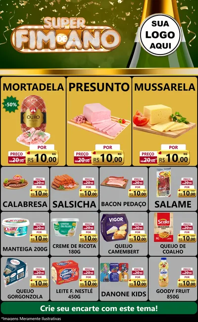 Modelo de Encarte para Encarte Grande com o tema Super Fim de Ano para Frios e Laticínios