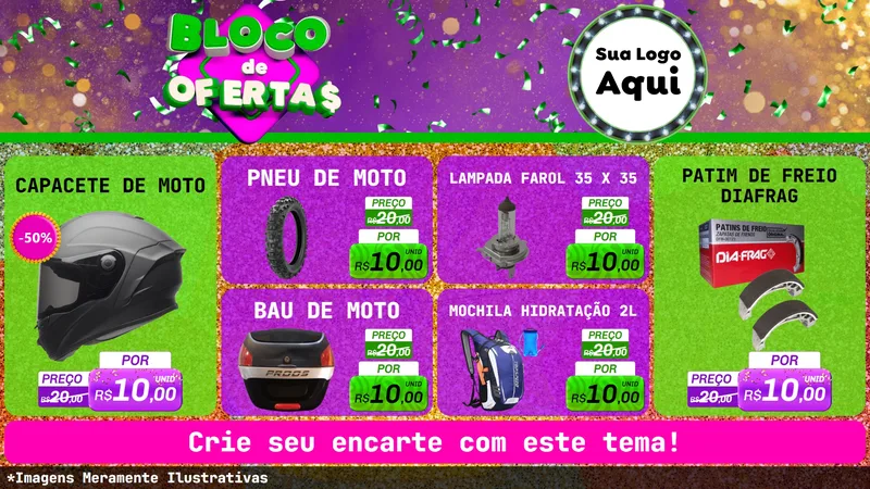 Modelo de TV para TV Horizontal com o tema Bloco de Ofertas para Moto peças