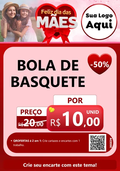 Modelo de Cartaz para Cartaz A4 Vertical com o tema Feliz Dia Das Mães para Artigos Esportivos