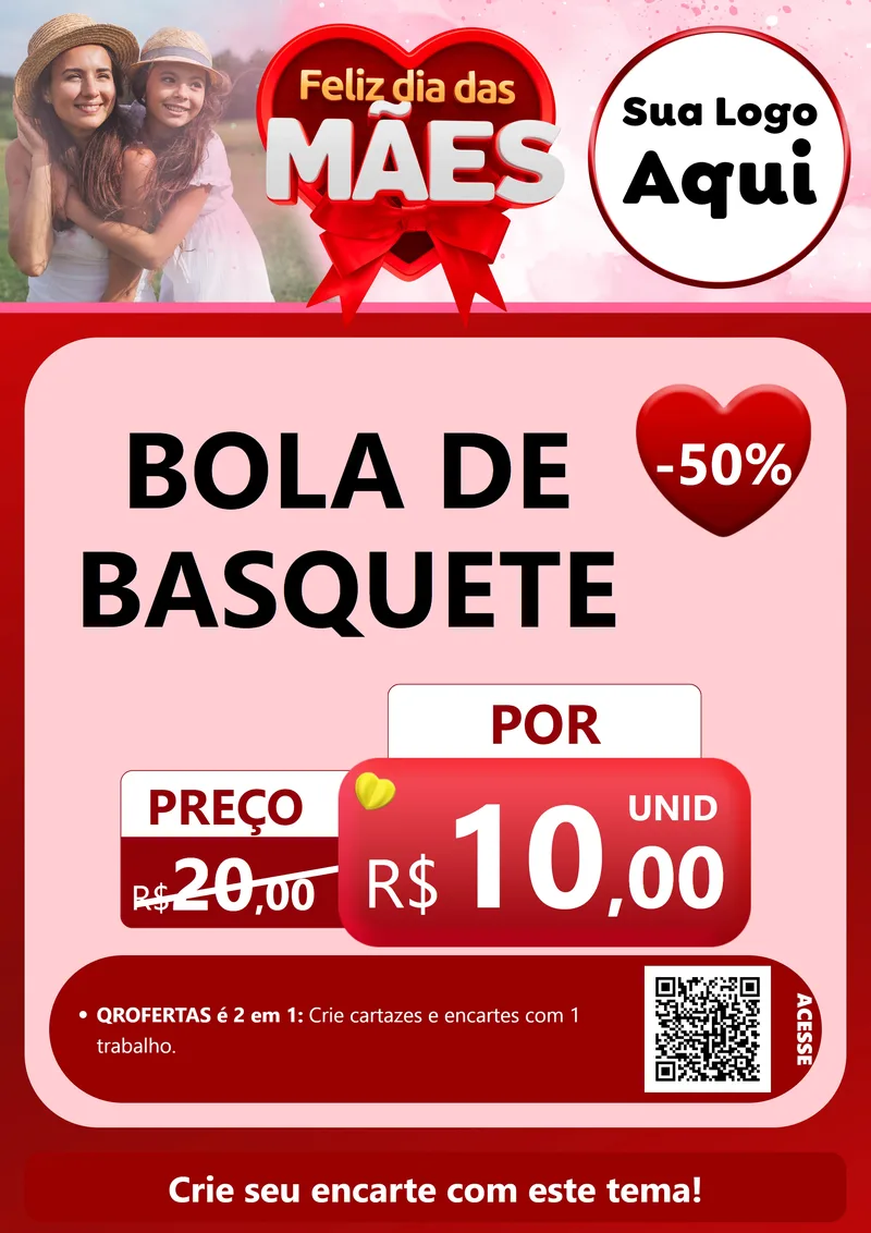 Modelo de Cartaz para Cartaz A4 Vertical com o tema Feliz Dia Das Mães para Artigos Esportivos