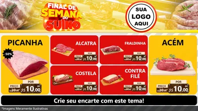 Modelo de TV para TV Horizontal com o tema Final de Semana do Suíno para Açougue