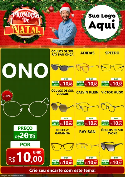 Modelo de Encarte para Encarte A4 Vertical com o tema Promoção de Natal para Óticas