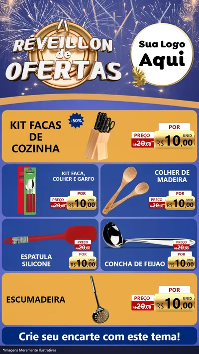 Modelo de TV para TV Vertical com o tema Réveillon de Ofertas para Utilidades Domésticas