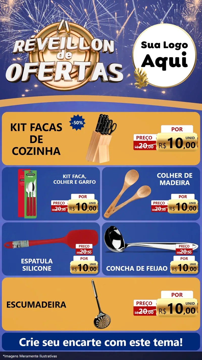 Modelo de TV para TV Vertical com o tema Réveillon de Ofertas para Utilidades Domésticas