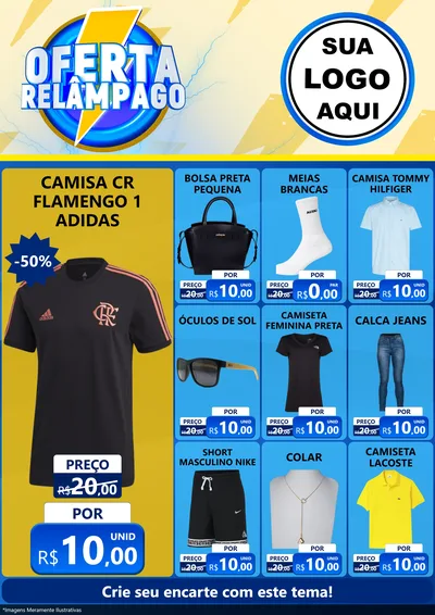 Modelo de Encarte para Encarte A4 Vertical com o tema Oferta Relâmpago para Roupas e acessórios