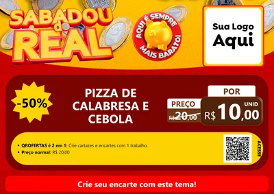 Modelo de Cartaz para Cartaz A4 Horizontal com o tema Sabadou do Real para Pizzaria