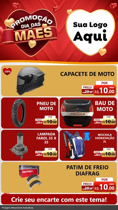 Modelo de TV para TV Vertical com o tema Promoção Dia das Mães para Moto peças