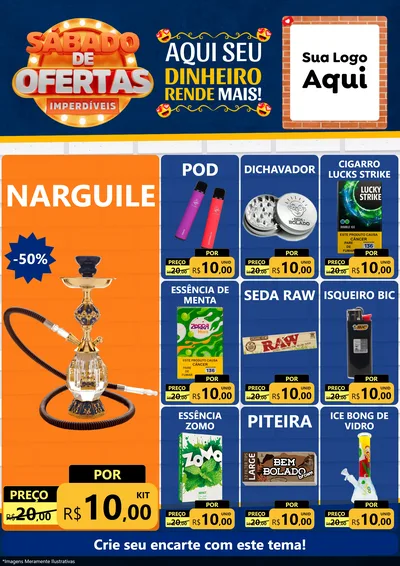 Modelo de Encarte para Encarte A4 Vertical com o tema Sábado de Ofertas Imperdíveis para Tabacaria
