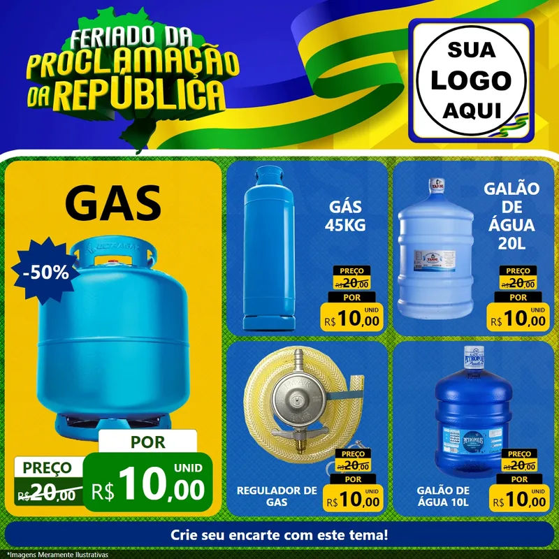 Modelo de Rede Social para Feed Facebook com o tema Feriado da Proclamação da República para Água e gás