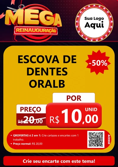 Modelo de Cartaz para Cartaz A4 Vertical com o tema Mega Reinauguração para Higiene Pessoal