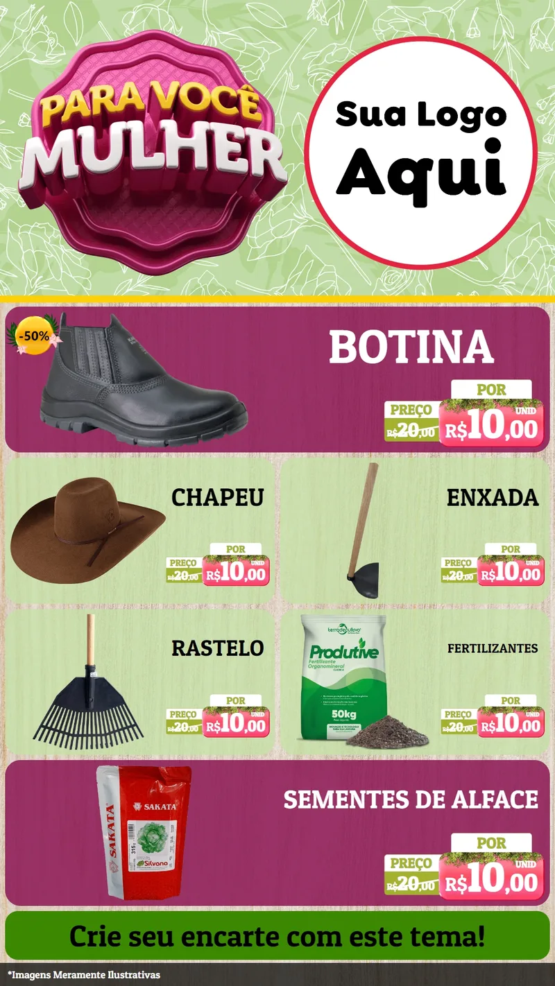 Modelo de TV para TV Vertical com o tema Para Você Mulher para Agropecuária