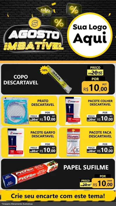 Modelo de TV para TV Vertical com o tema Agosto Imbatível para Embalagens