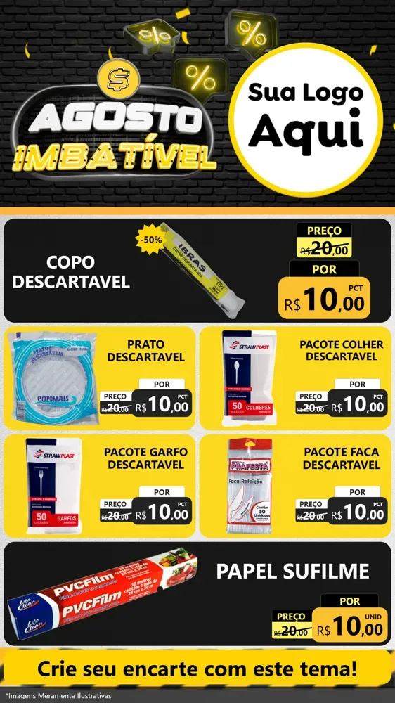 Modelo de TV para TV Vertical com o tema Agosto Imbatível para Embalagens