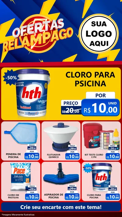 Modelo de Rede Social para Stories com o tema Ofertas Relâmpago para Produtos para Piscina