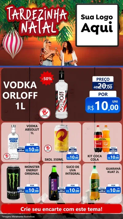 Modelo de Rede Social para Stories com o tema Tardezinha de natal para Distribuidora de bebidas