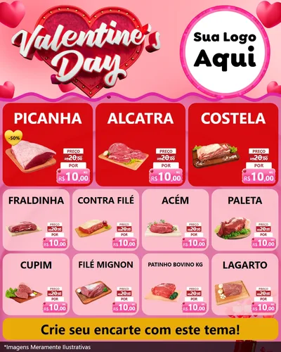 Modelo de Rede Social para Feed Instagram com o tema Valentine's Day para Açougue
