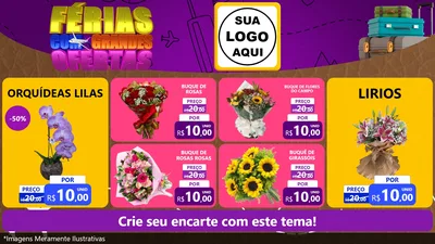 Modelo de TV para TV Horizontal com o tema Férias com Grandes Ofertas para Floricultura e jardim
