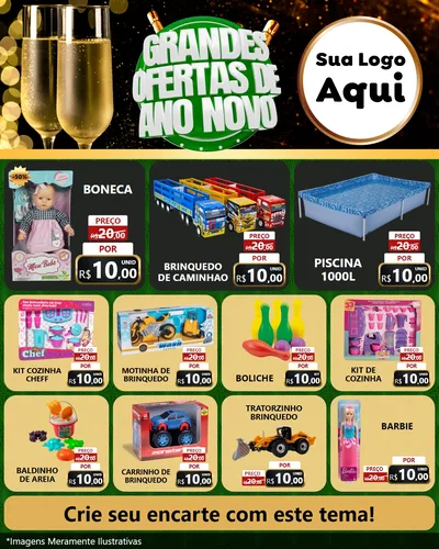 Modelo de Rede Social para Feed Instagram com o tema Grandes Ofertas de Ano Novo para Brinquedos