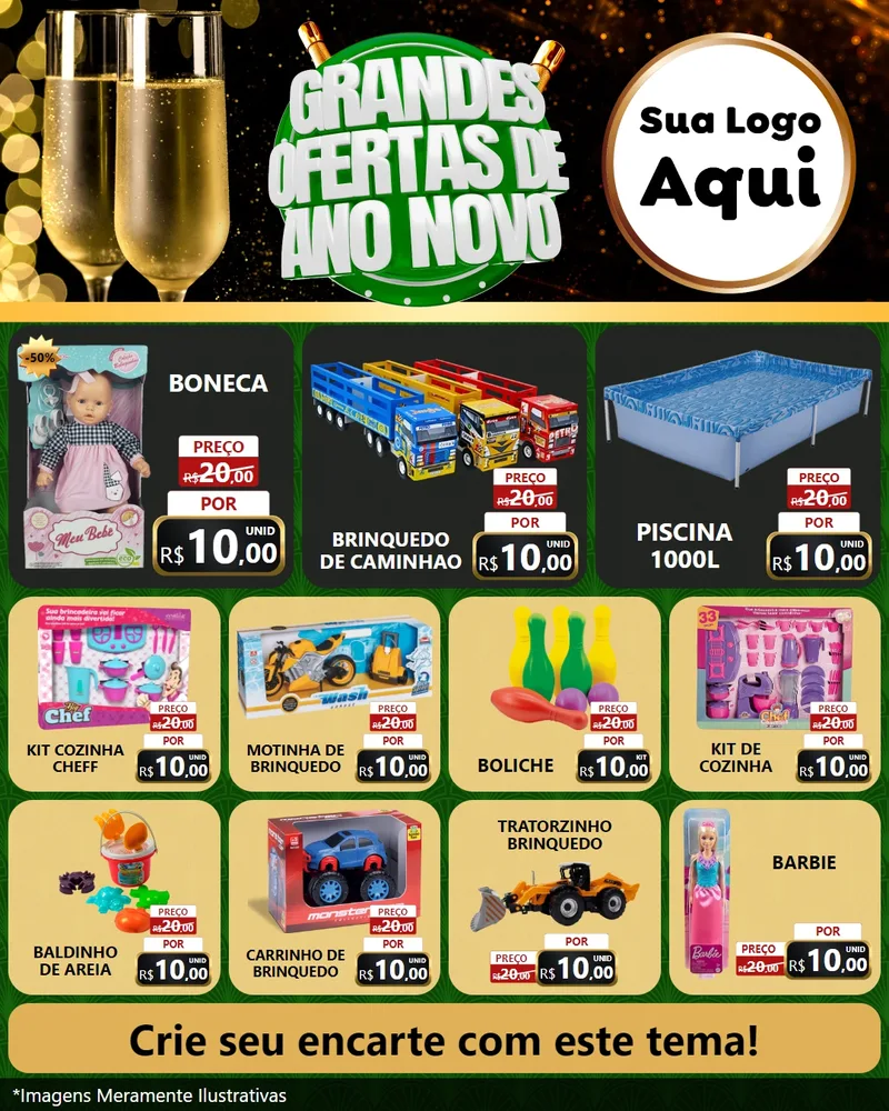 Modelo de Rede Social para Feed Instagram com o tema Grandes Ofertas de Ano Novo para Brinquedos