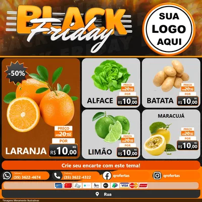 Modelo de Rede Social para Feed Facebook com o tema Black Friday para Hortifrúti