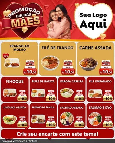 Modelo de Rede Social para Feed Instagram com o tema Promoção Dia das Mães para Restaurante