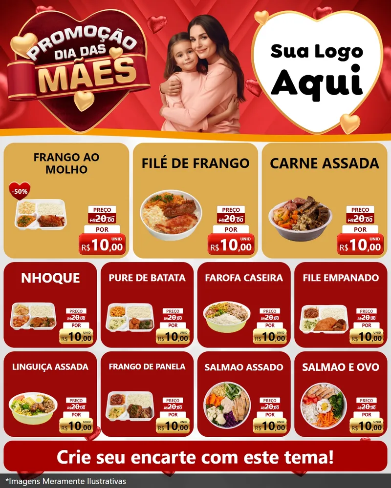 Modelo de Rede Social para Feed Instagram com o tema Promoção Dia das Mães para Restaurante