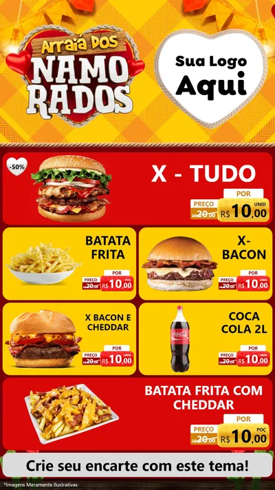 Modelo de TV para TV Vertical com o tema Arraiá dos Namorados para Hamburgueria