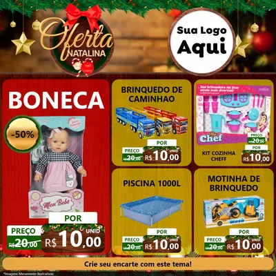 Modelo de Rede Social para Feed Facebook com o tema Ofertas Natalina para Brinquedos