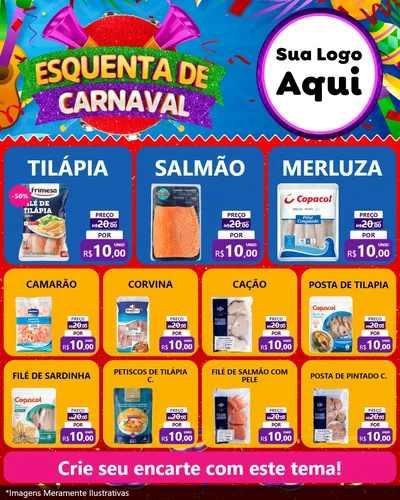 Modelo de Rede Social para Feed Instagram com o tema Esquenta de Carnaval para Peixaria