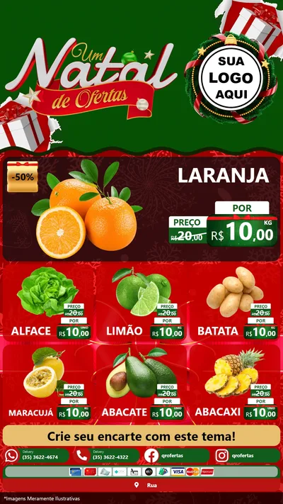 Modelo de Rede Social para Stories com o tema Um Natal de Ofertas para Hortifrúti