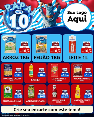 Modelo de Rede Social para Feed Instagram com o tema Papai Nota 10 para Supermercado