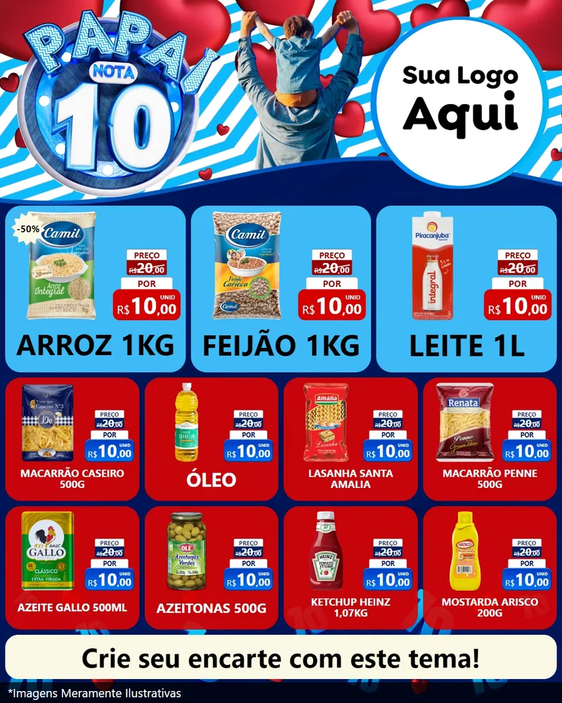 Modelo de Rede Social para Feed Instagram com o tema Papai Nota 10 para Supermercado