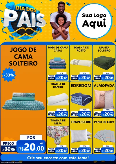 Modelo de Encarte para Encarte A4 Vertical com o tema Dia dos Pais para Cama, Mesa e Banho