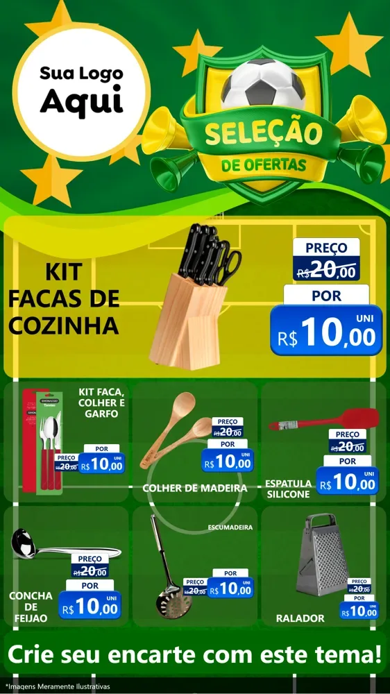 Modelo de Rede Social para Stories com o tema Seleção de Ofertas - Copa para Utilidades Domésticas