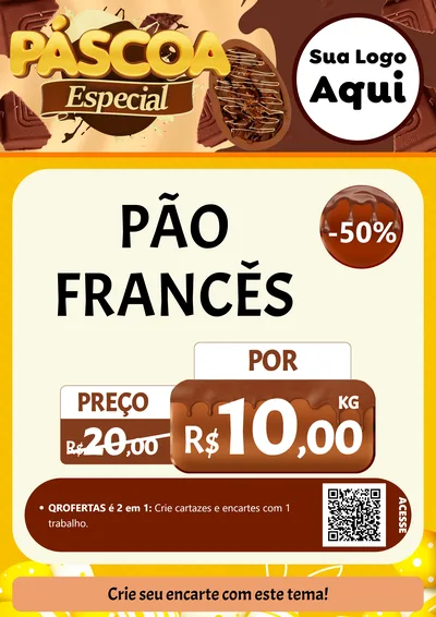 Modelo de Cartaz para Cartaz A4 Vertical com o tema Páscoa Especial para Padaria