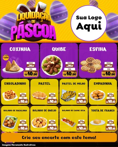Modelo de Rede Social para Feed Instagram com o tema Liquidação de Páscoa para Salgadaria