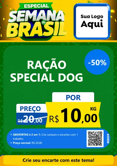 Modelo de Cartaz para Cartaz A4 Vertical com o tema Especial Semana do Brasil para Pet Shop