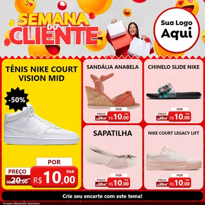 Modelo de Rede Social para Feed Facebook com o tema Semana do Cliente para Calçados