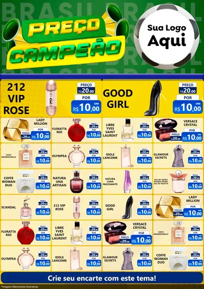 Modelo de Encarte para Encarte A4 Vertical com o tema Preço Campeão - Copa para Perfumes