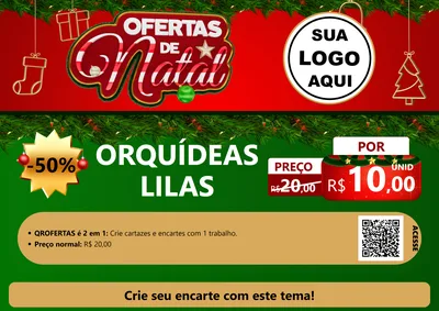 Modelo de Cartaz para Cartaz A4 Horizontal com o tema Ofertas de Natal para Floricultura e jardim